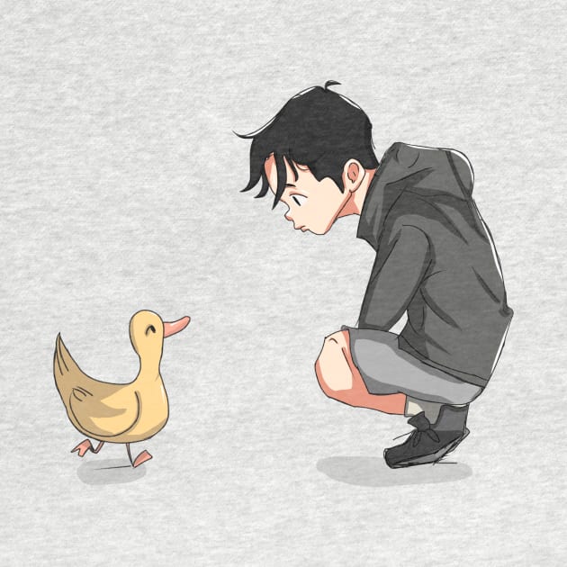 A Little Boy and a duck by lilfernandes